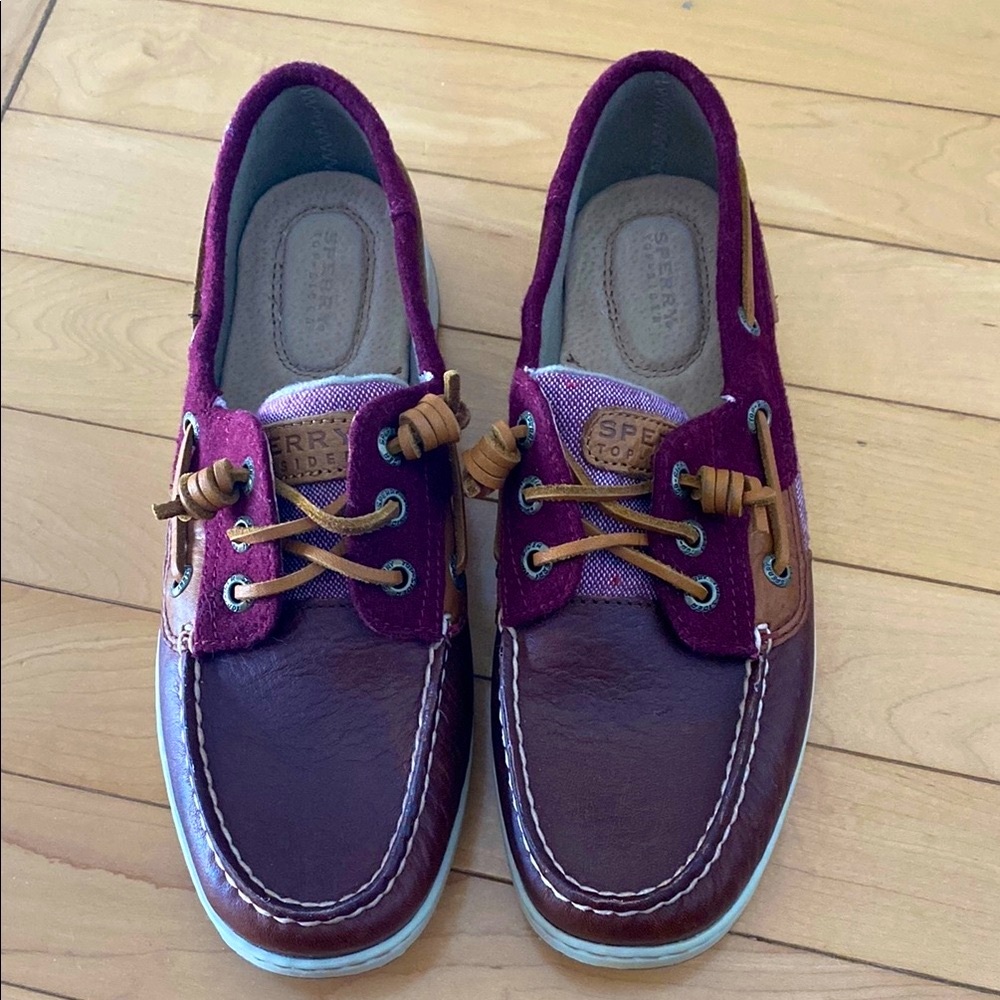 Sperry Women's Burgundy and Brown Boat Shoes